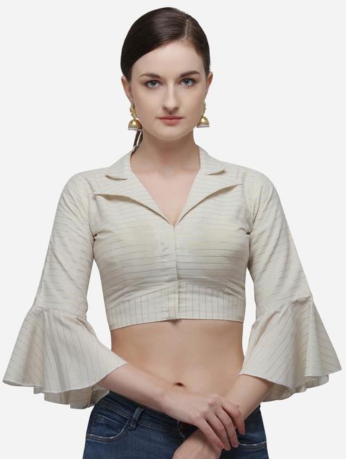 v-neck stripes regular blouse - 20119888 - Very Small Image - 1