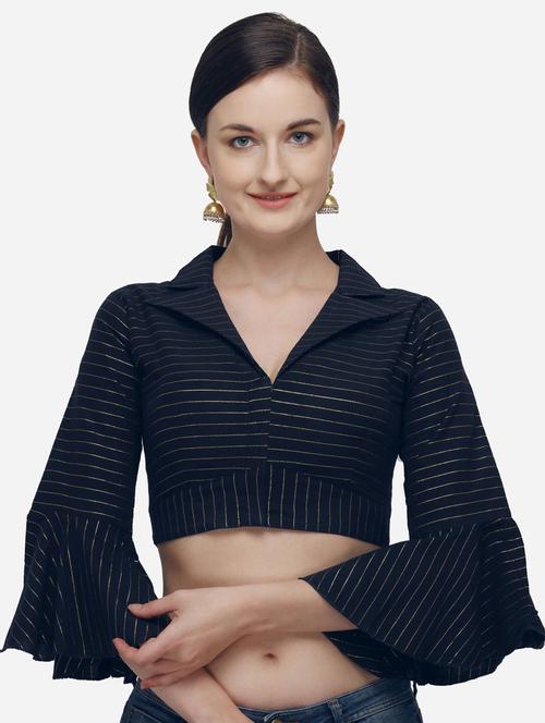 v-neck stripes regular blouse - 20119893 - Very Small Image - 1
