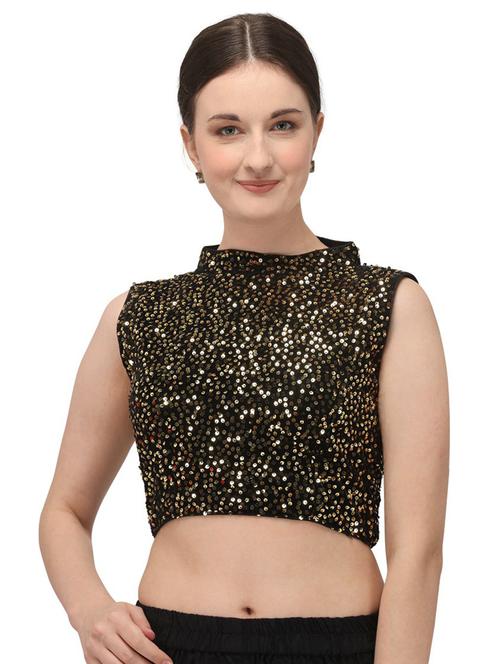 halter neck self design regular blouse - 20119923 - Very Small Image - 1