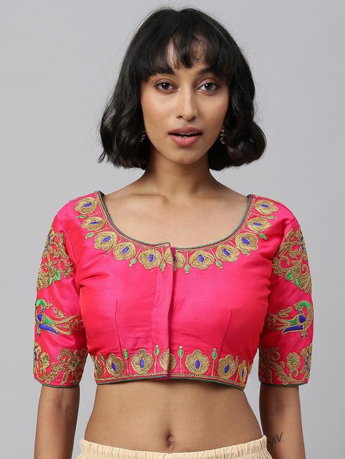 round neck self design regular blouse - 20119926 - Very Small Image - 1