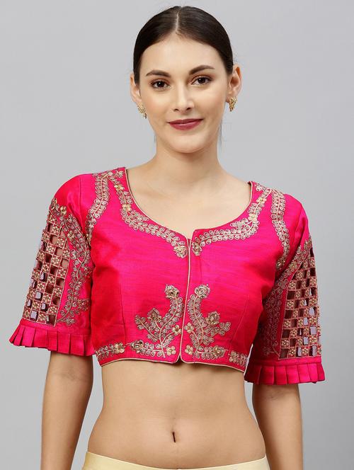 round neck self design regular blouse - 20119987 - Very Small Image - 1