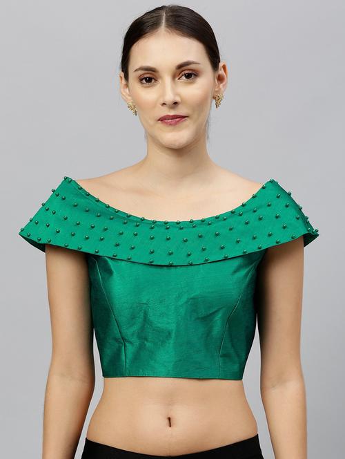 boat neck self design regular blouse - 20119993 - Very Small Image - 1
