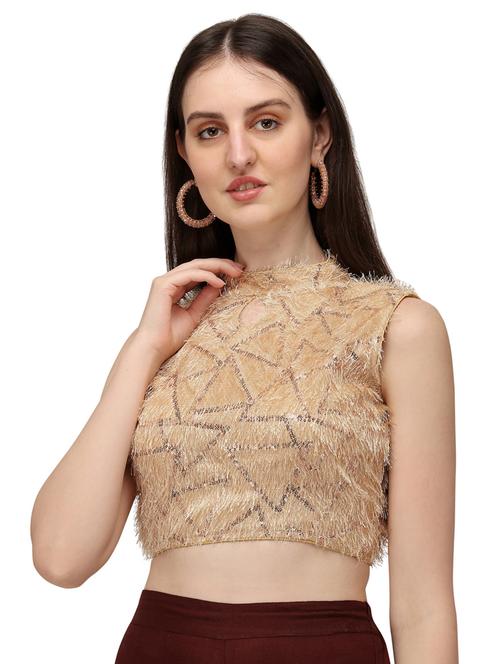 halter neck self design regular blouse - 20120054 - Very Small Image - 1