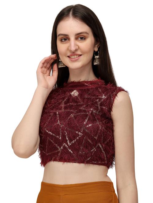 halter neck self design regular blouse - 20120056 - Very Small Image - 1