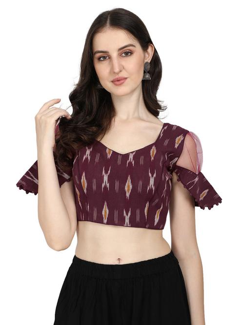 sweetheart neck printed regular blouse - 20120098 - Very Small Image - 1