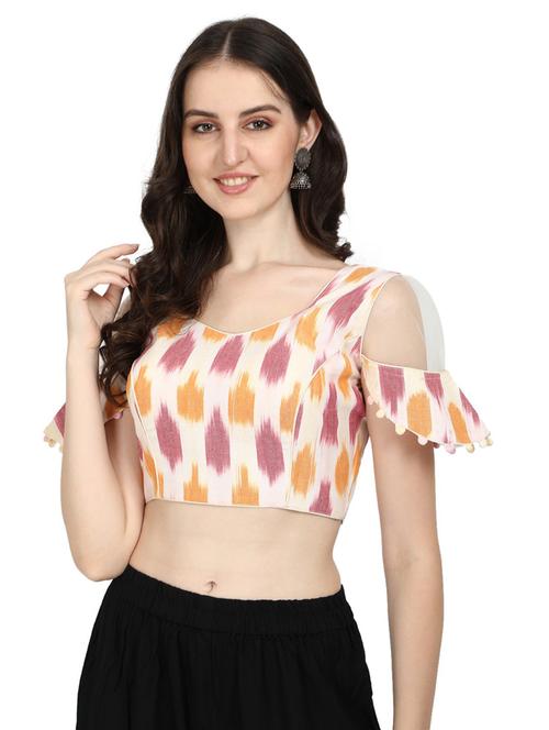 sweetheart neck printed regular blouse - 20120099 - Very Small Image - 1
