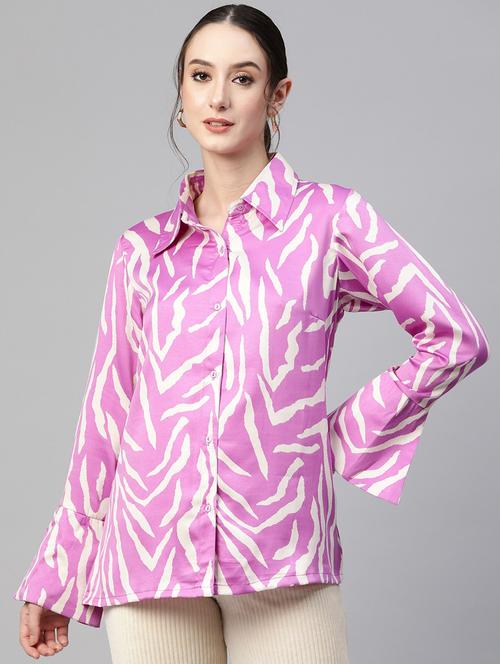lavender printed regular fit long sleeves shirt - 20120610 - Very Small Image - 1
