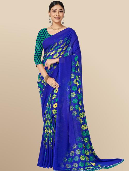 printed saree with blouse piece - 20120811 - Very Small Image - 1