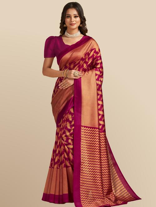 printed saree with blouse piece - 20120813 - Very Small Image - 1