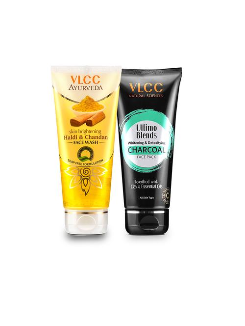 vlcc chandan kesar & ultimo blend charcoal facewash - 100 ml (pack of 2) - 20120953 - Very Small Image - 1