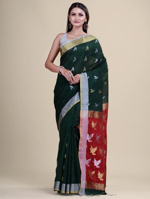 women's self design green colored saree - 20121016 - Very Small Image - 1