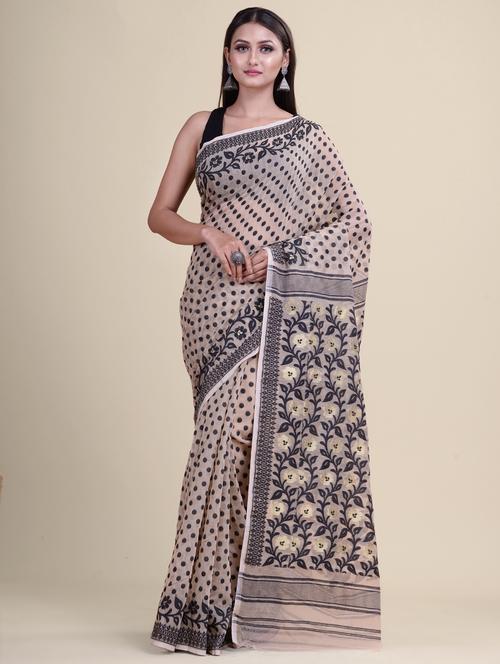 offwhite cotton jamdani saree - 20121020 - Very Small Image - 1