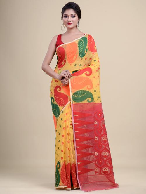 women's self design yellow colored saree - 20121100 - Very Small Image - 1