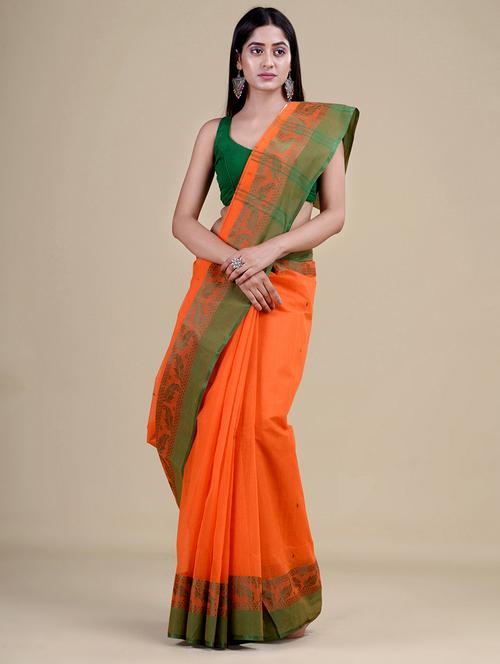orange cotton tant saree - 20121119 - Very Small Image - 1