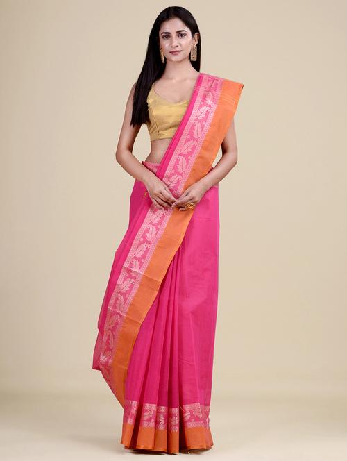 women's bordered pink colored saree - 20121126 - Very Small Image - 1