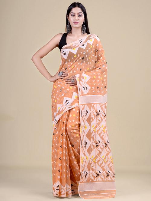 women's self design peach colored saree - 20121187 - Very Small Image - 1