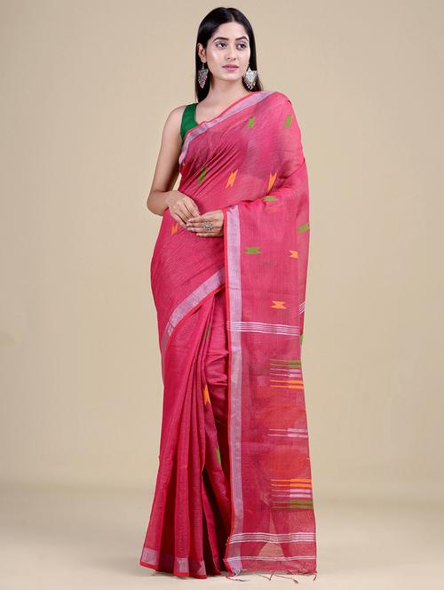 pink silk blend handloom saree - 20121253 - Very Small Image - 1