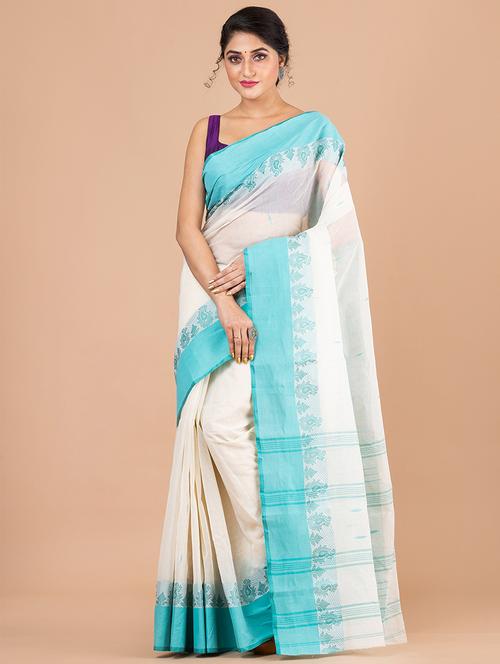 offwhite cotton tant saree - 20121301 - Very Small Image - 1
