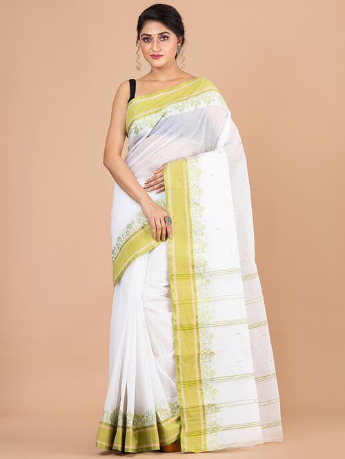 white cotton tant saree - 20121303 - Very Small Image - 1