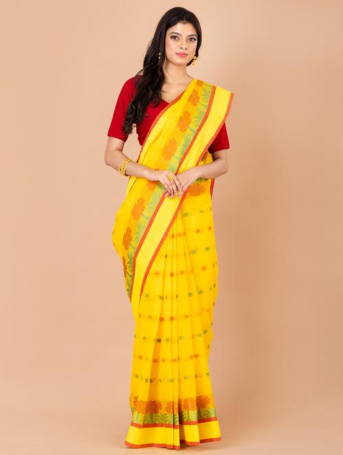 yellow cotton tant saree - 20121403 - Very Small Image - 1