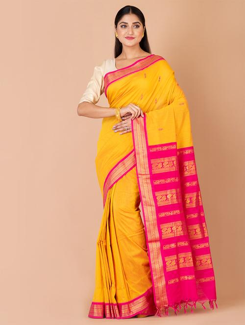 yellow gadwal saree - 20121457 - Very Small Image - 1