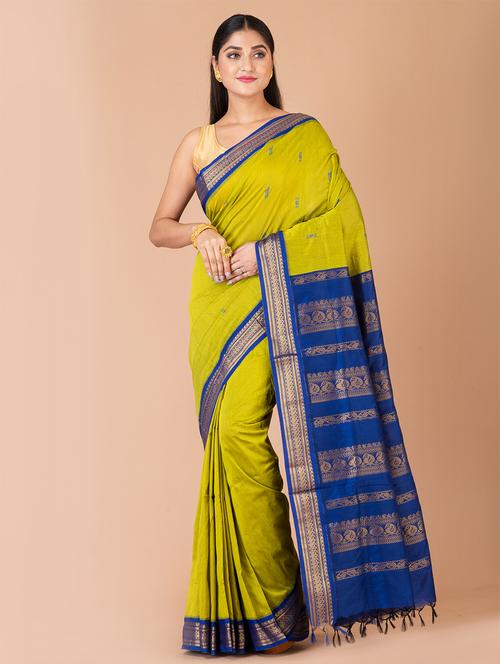 green silk gadwal saree with blouse - 20121460 - Very Small Image - 1
