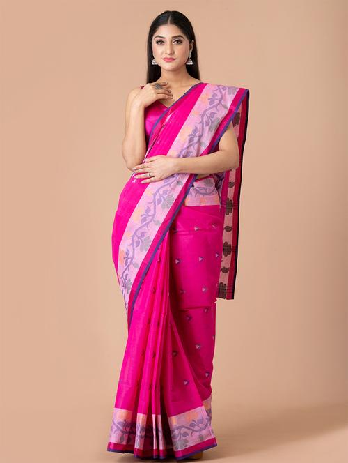 pink cotton tant saree - 20121501 - Very Small Image - 1