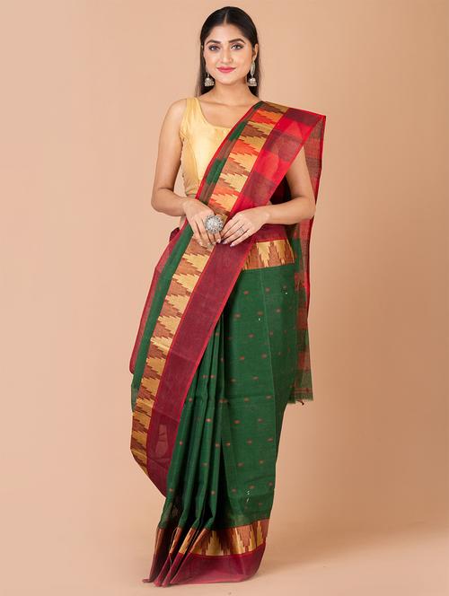green cotton tant saree - 20121511 - Very Small Image - 1