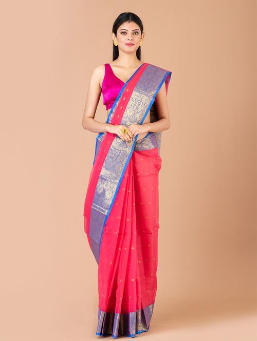 women's polka dots pink colored saree - 20121529 - Very Small Image - 1