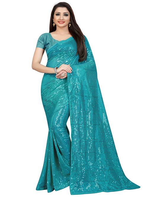 sequins work saree with blouse piece - 20121869 - Very Small Image - 1