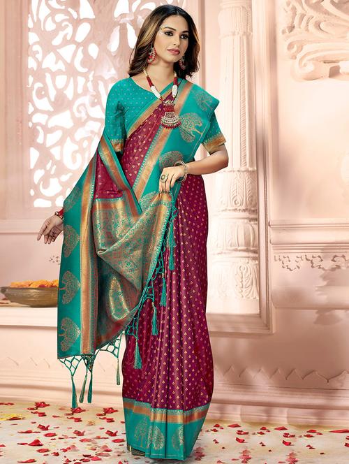 purple silk saree - 20122152 - Very Small Image - 1