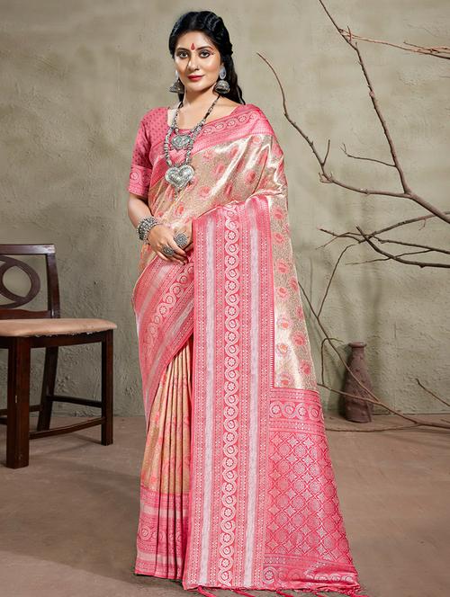 women's self design pink colored saree - 20122156 - Very Small Image - 1