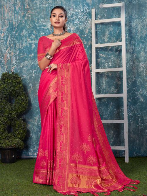 pink silk banarasi saree - 20122259 - Very Small Image - 1