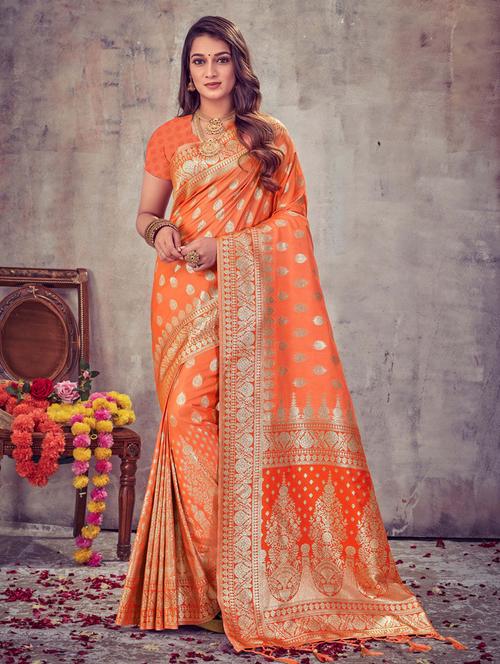 zari work self design banarasi saree - 20122339 - Very Small Image - 1