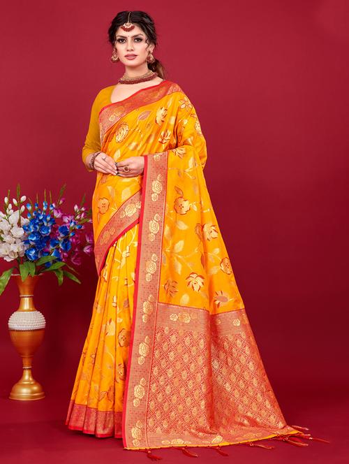 zari work self design banarasi saree - 20122351 - Very Small Image - 1