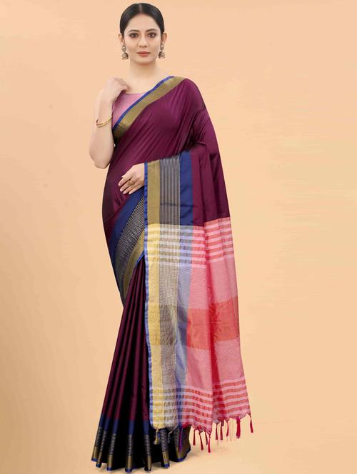 women's self design purple colored saree - 20122392 - Very Small Image - 1