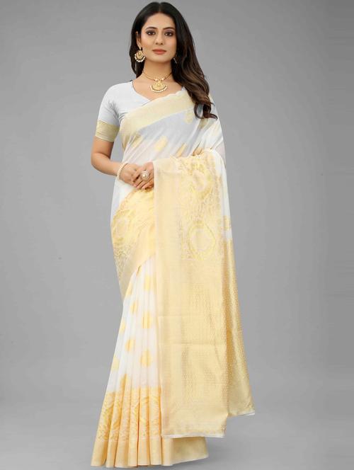 women's self design white colored saree - 20123006 - Very Small Image - 1