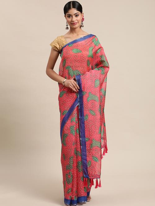 women's printed pink colored saree - 20123037 - Very Small Image - 1
