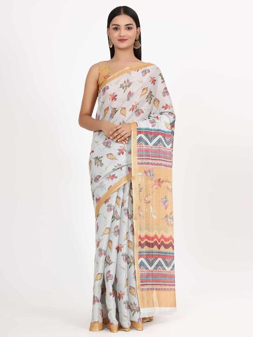 women's printed white colored saree - 20123146 - Very Small Image - 1