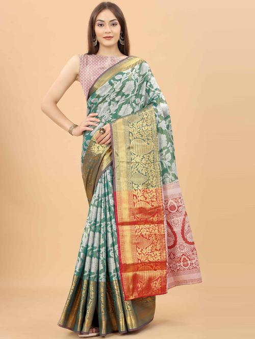 women's self design light blue colored saree - 20123155 - Very Small Image - 1