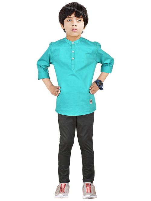 boys mandarin neck solid kurta sets - 20123251 - Very Small Image - 1