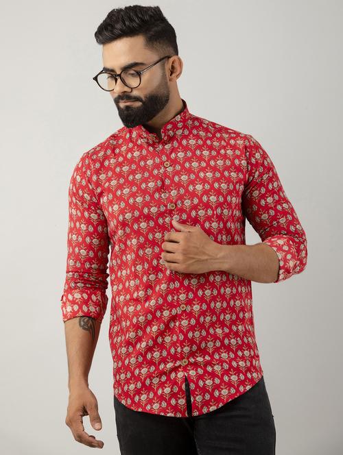 red cotton casual shirt - 20124024 - Very Small Image - 1