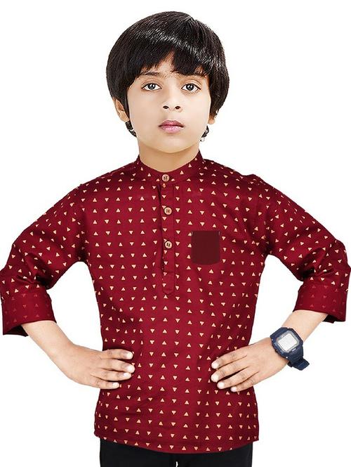 boys printed cotton kurta - 20124174 - Very Small Image - 1