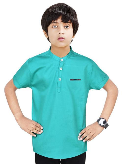 boys self design cotton kurta - 20124175 - Very Small Image - 1