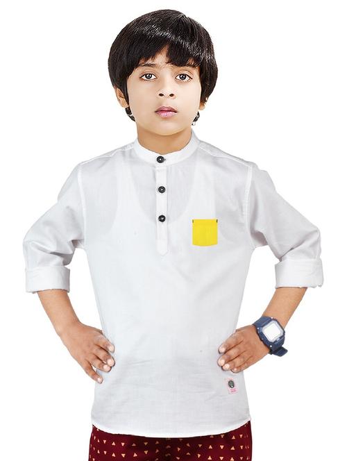 boys self design cotton kurta - 20124310 - Very Small Image - 1