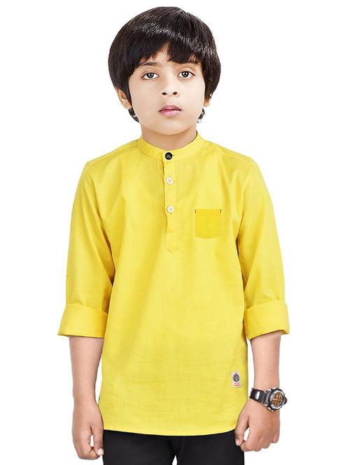 boys self design cotton kurta - 20124315 - Very Small Image - 1