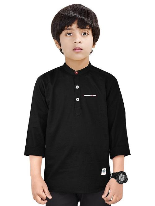boys self design cotton kurta - 20124331 - Very Small Image - 1