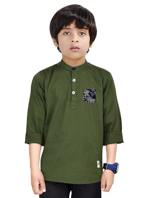 boys self design cotton kurta - 20124372 - Very Small Image - 1