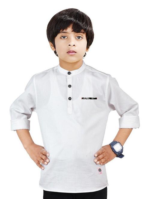 boys self design cotton kurta - 20124373 - Very Small Image - 1