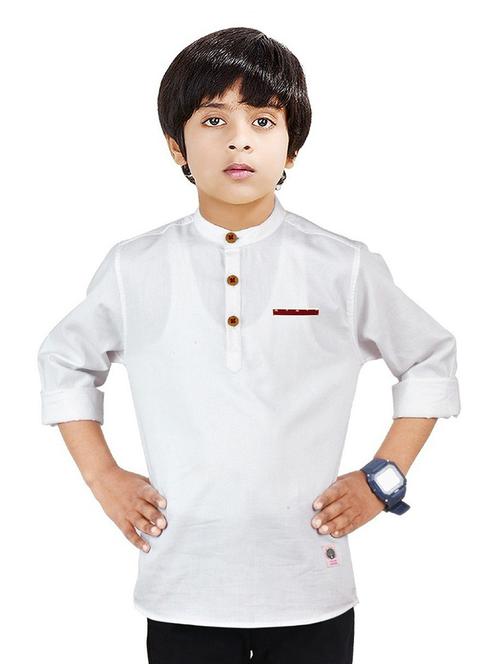 boys mandarin neck solid short kurta - 20124401 - Very Small Image - 1